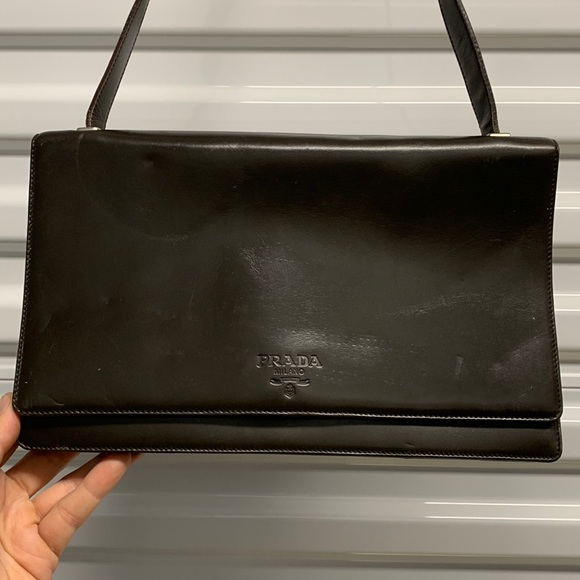 Prada Vitello Sport Flap Bag Women Black Leather Crossbody Messenger Italy - Picture 3 of 16